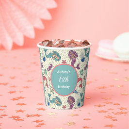 Kids Mermaid Birthday Pappbecher