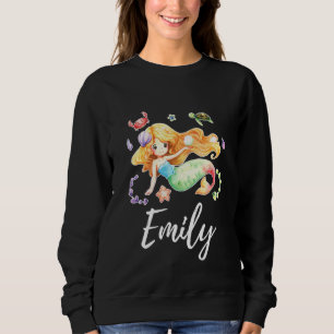 Kids Mermaid Girl Name Emily Sweatshirt