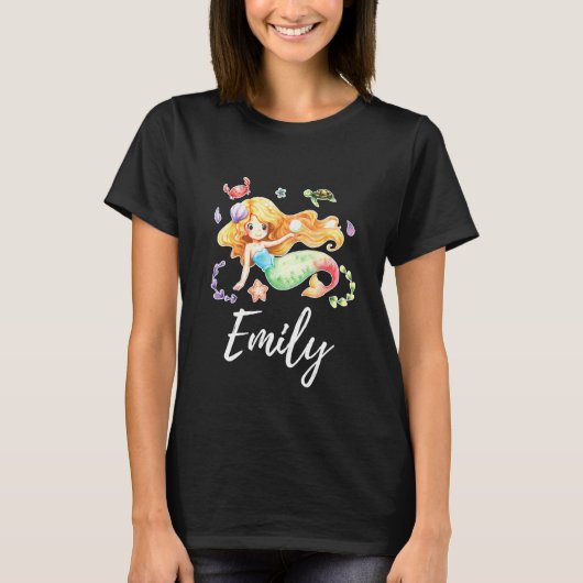 Kids Mermaid Girl Name Emily T-Shirt (Vorderseite)