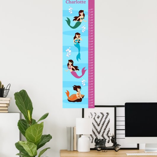 Kids Mermaid Growth Chart Poster (Heimbüro)