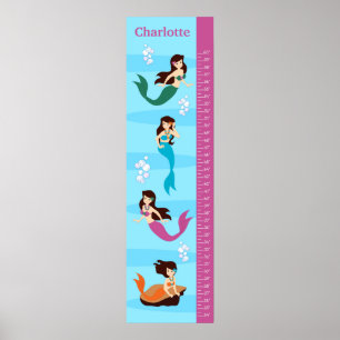 Kids Mermaid Growth Chart Poster