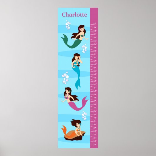 Kids Mermaid Growth Chart Poster (Vorne)