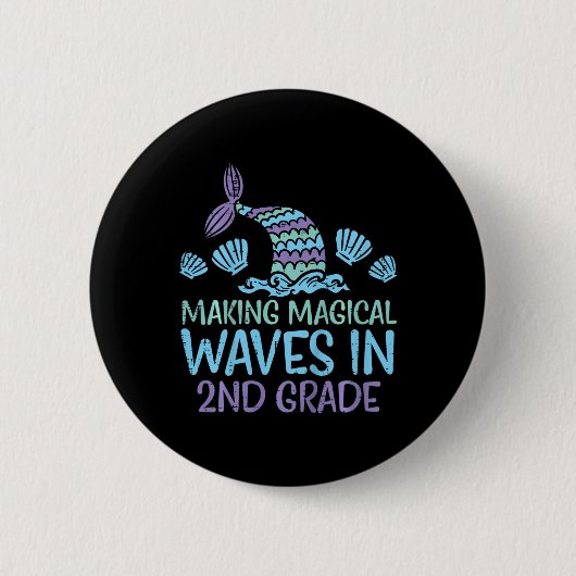Kids Mermaid Magical Waves 2. Klasse Zweiter Button (Vorderseite)