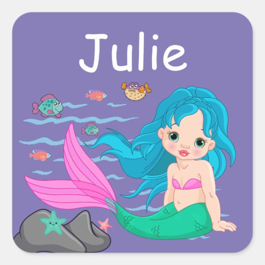 Kids Mermaid Name Aufkleber (Vorderseite)