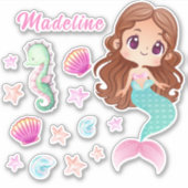 Kid's Mermaid Personalisiert Set Sticker (Vorderseite)