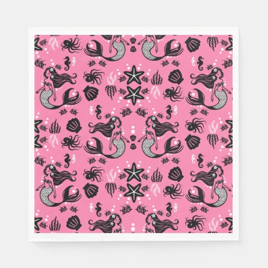 Kids Mermaid Pink Serviette (Vorderseite)