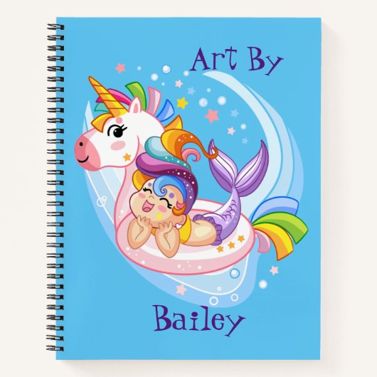 Kids Mermaid und Unicorn Custom Sketch Notizblock (Vorderseite)