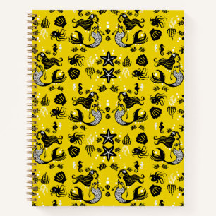 Kids Mermaid Yellow Beach Notizblock