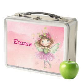 Kids Metal Lunch Box - Personalisierte rosa Fee