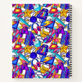 Kids Mit Monogramm Comic Gaming Items Muster Notizblock (Rückseite)