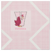Kid's Mit Monogramm "V"-rosa Geier Stoff (Nahaufnahme)
