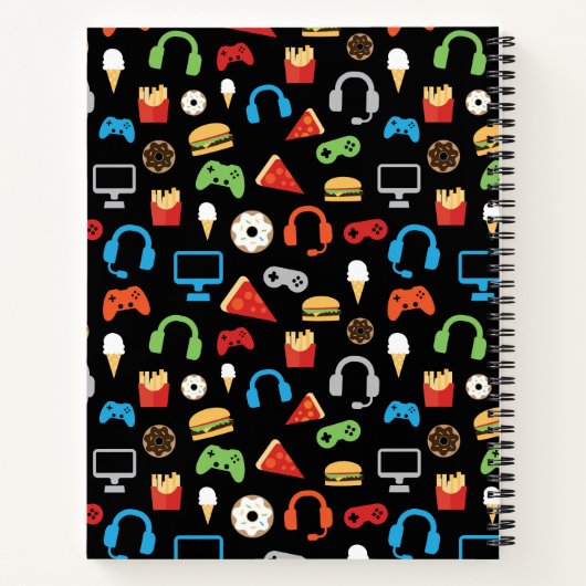 Kids Mit Monogramm Video Game Party Pattern Gamer Notizblock (Rückseite)