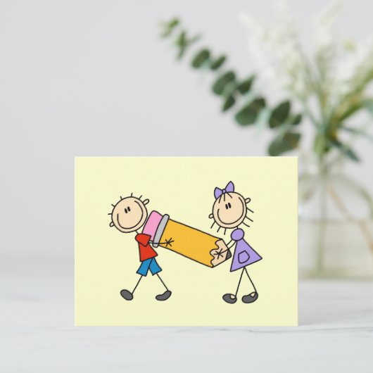Kids mit Stift Postkarte (Stehend Vorderseite)
