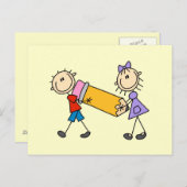 Kids mit Stift Postkarte (Vorne/Hinten)