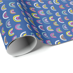 Kids Modern Blue Rainbow Pattern Geschenkpapier