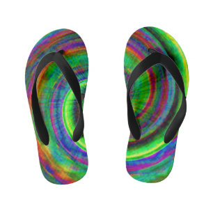 Kids Modern Grunge Spiral Rainbow Gefärbte Krawatt Kinderbadesandalen