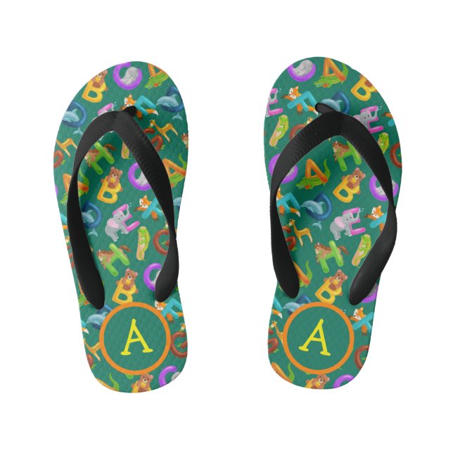 Kids Monogram Animals Alphabet Kinderbadesandalen (Fußbett)