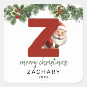Kids Monogram Christmas Quadratischer Aufkleber (Vorderseite)