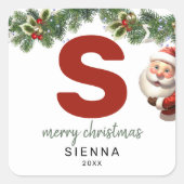 Kids Monogram Christmas Quadratischer Aufkleber (Vorderseite)