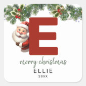Kids Monogram Christmas Quadratischer Aufkleber (Vorderseite)