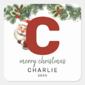 Kids Monogram Christmas Quadratischer Aufkleber (Vorderseite)