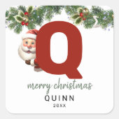 Kids Monogram Christmas Quadratischer Aufkleber (Vorderseite)