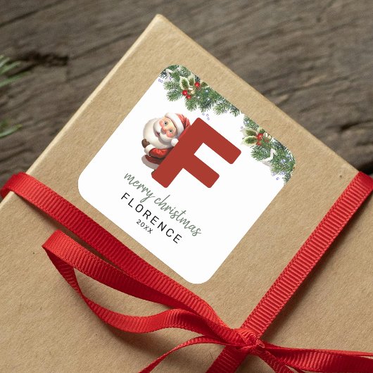 Kids Monogram Christmas Quadratischer Aufkleber