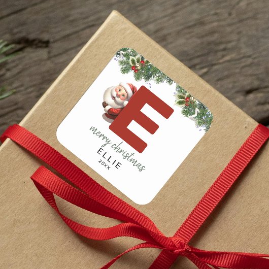 Kids Monogram Christmas Quadratischer Aufkleber