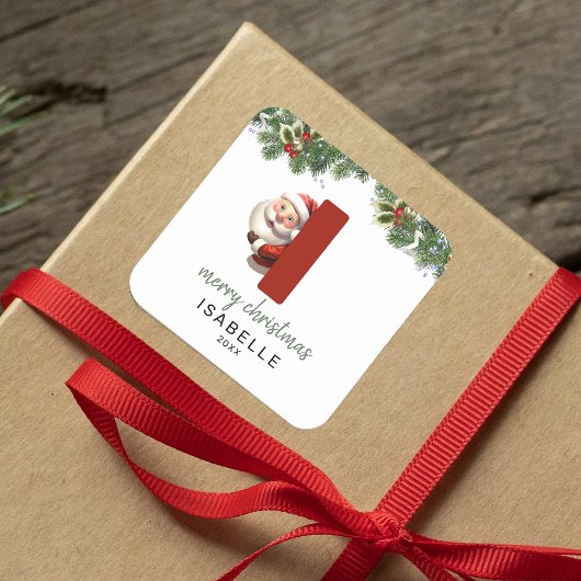 Kids Monogram Christmas Quadratischer Aufkleber