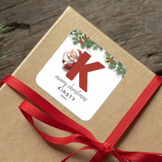 Kids Monogram Christmas Quadratischer Aufkleber