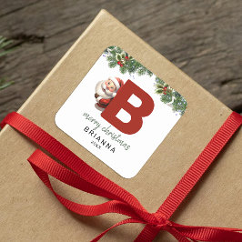 Kids Monogram Christmas Quadratischer Aufkleber