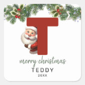 Kids Monogram Christmas Quadratischer Aufkleber (Vorderseite)