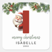 Kids Monogram Christmas Quadratischer Aufkleber (Vorderseite)