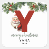 Kids Monogram Christmas Quadratischer Aufkleber (Vorderseite)