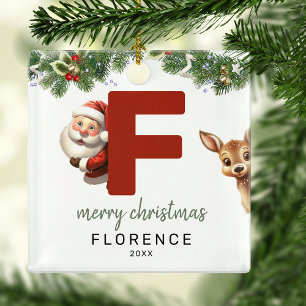 Kids Monogram Christmas Tree Ornament Aus Metall