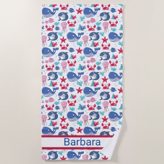 Kids Monogramed Whales Strandtuch (Vorderseite)