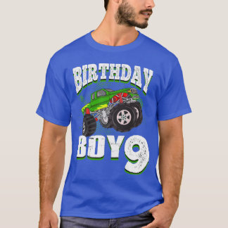 Kids Monster Truck Birthday Boy Is 9 Kids 9th Birt T-Shirt