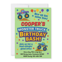 Kids Monster Truck Birthday Party Green 