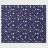 Kids Moon Meteor Black Hole Planet Comet Geschenkpapier (Flach)