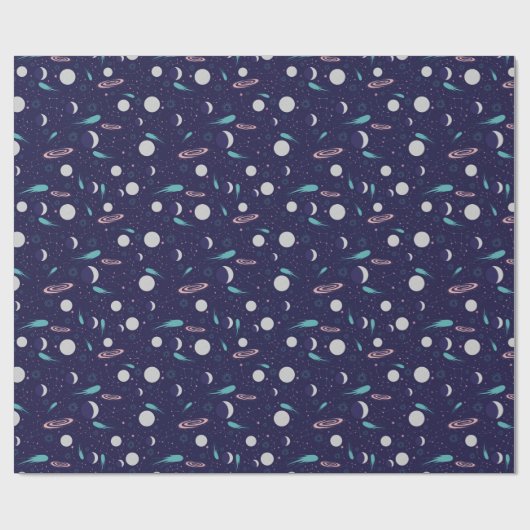 Kids Moon Meteor Black Hole Planet Comet Geschenkpapier (Flach)