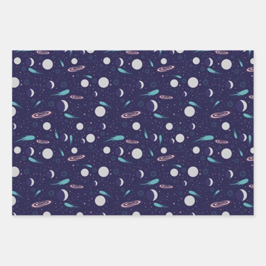 Kids Moon Meteor Black Hole Planet Comet Geschenkpapier Set (Vorderseite 2)