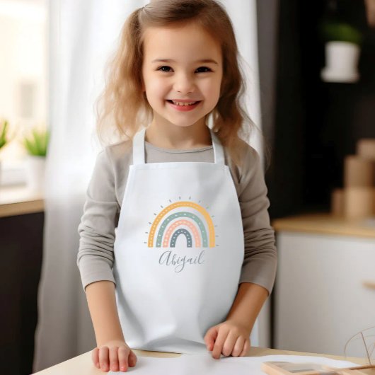 Kids Name Boho Pastel Earth Tones Kinderschürze