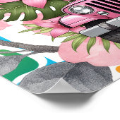 Kids Name & Floral Baby Jungle Animals Nursery  Poster (Ecke)