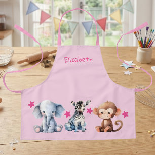 Kid's Namen süße Tiere Sterne pink Schürze