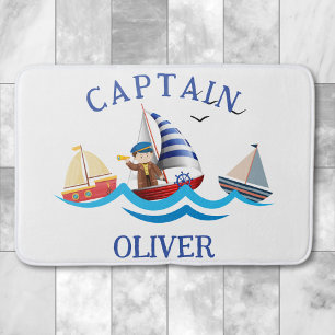 Kids Nautical BootCaptain Personalisiert Badematte