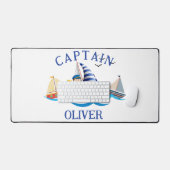 Kids Nautical BootCaptain Personalisiert Schreibtischunterlage (Tastatur & Maus)