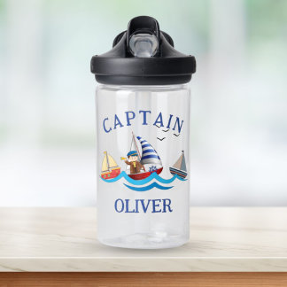 Kids Nautical BootCaptain Personalisiert Trinkflasche