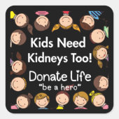Kids Need Kidneys Organ Donor Awareness Stickers (Vorderseite)