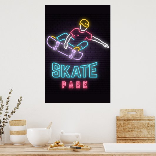 Kids Neon Skateboarder Poster (Küche)