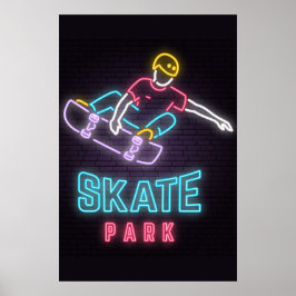 Kids Neon Skateboarder Poster